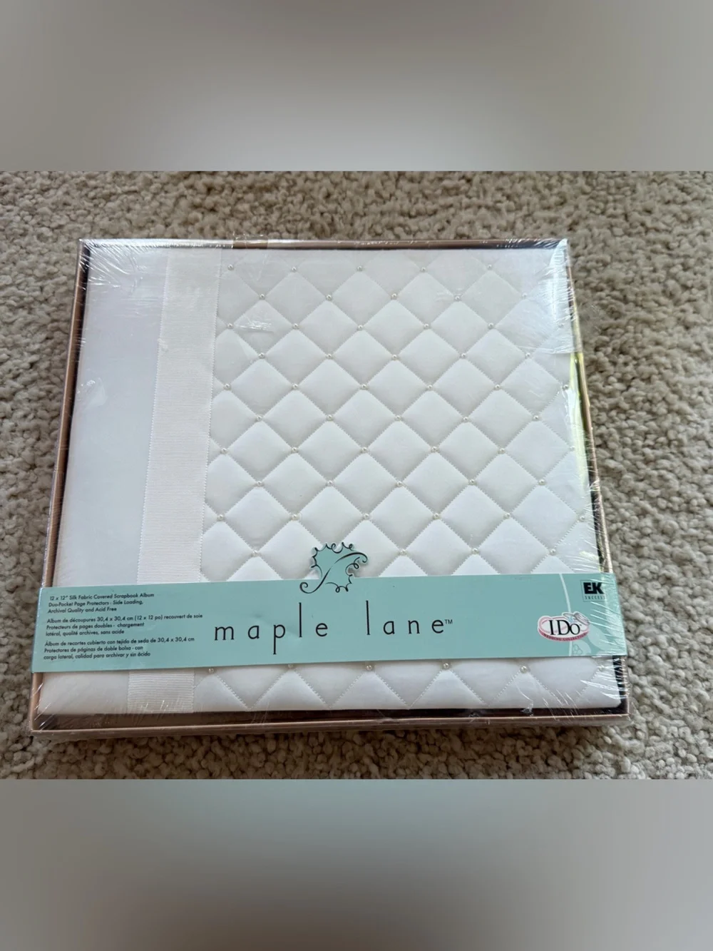 Maple Lane 12x12 White Silk Scrapbook Album Pearl Detail NWT